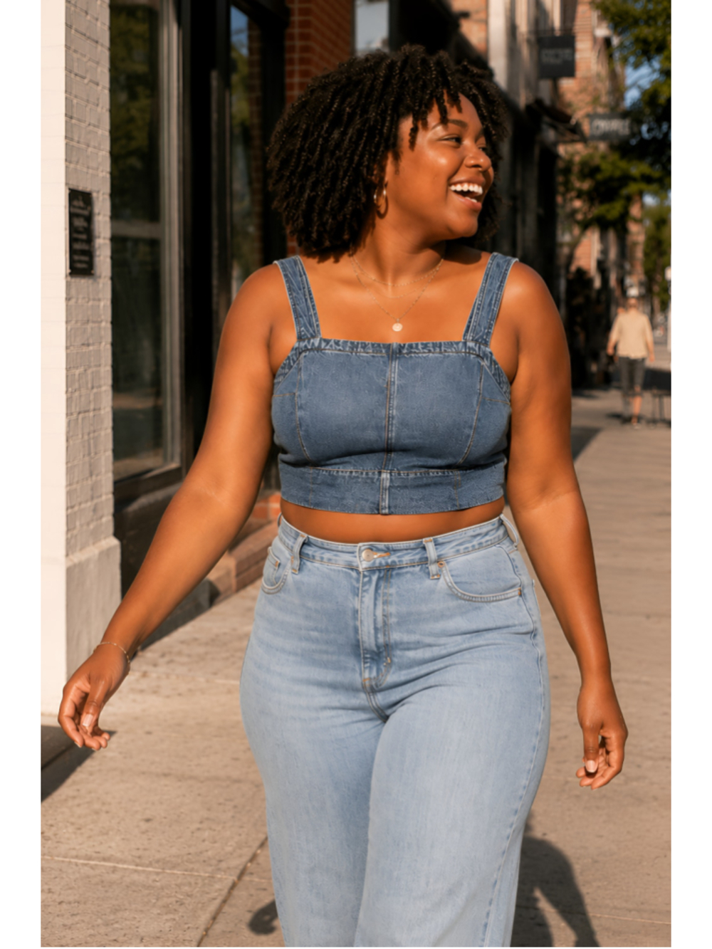 Madewell Denim Crop Tank Top in Blue